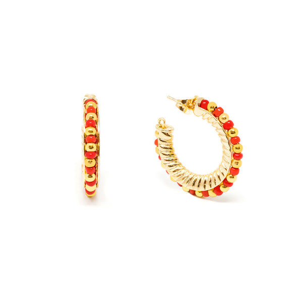Ethiopia Red 2Cm Earrings #Shiny Gold 1 U