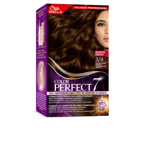 Wella color perfect 7 100% harmaiden peittävyys #3/4-hypnoottinen tumma kastanja - WELLA COLOR PERFECT 7