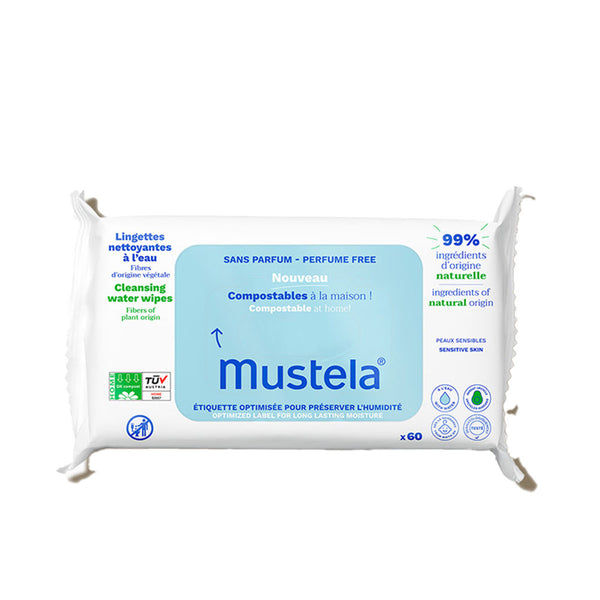 Baby-Child Unscented Water-Based Wipes Compostable At Home 60 Units