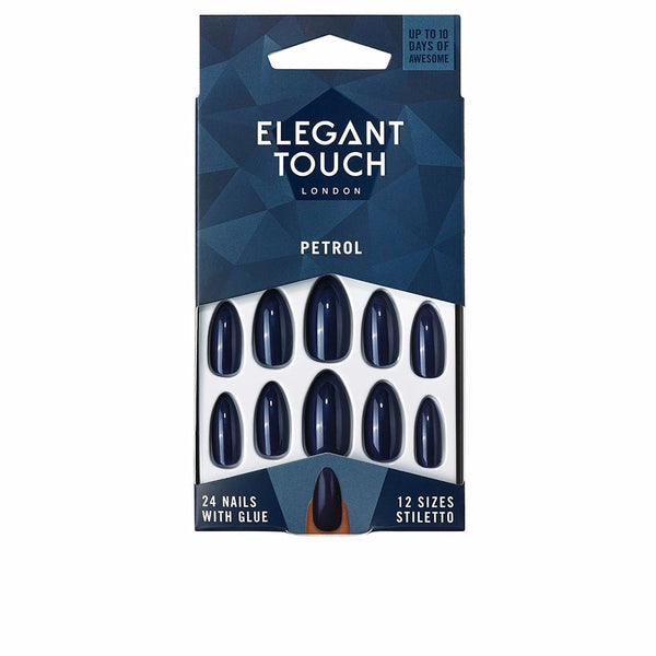 Polished colour kynnet liimalla, stiletto #petrol, 24 kpl - ELEGANT TOUCH