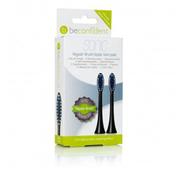 Sonic toothbrush heads regular black setti 2 kpl - BECONFIDENT