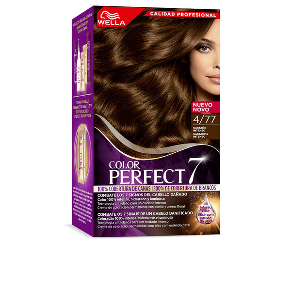 Wella color perfect 7 100% harmaiden peittävyys #4/77-samettinen kastanja - WELLA COLOR PERFECT 7
