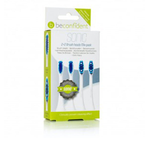 Sonic toothbrush heads regular/whitening valkoinen setti 4 kpl - BECONFIDENT