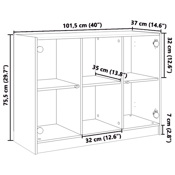 Betoninharmaa senkki Buzoescu 102x37x75,5cm (puinen)
