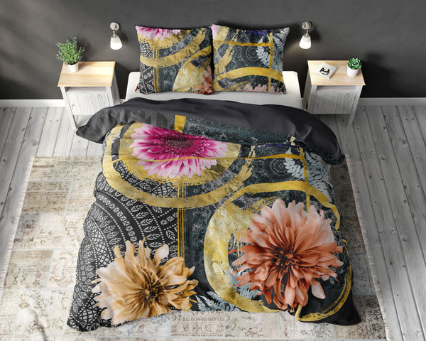 Monivärinen mikroperkaali / puuvilla pussilakanasetti Alladin