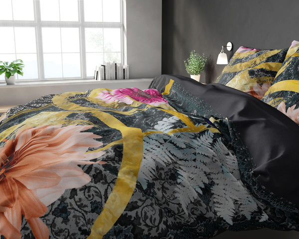 Monivärinen mikroperkaali / puuvilla pussilakanasetti Alladin