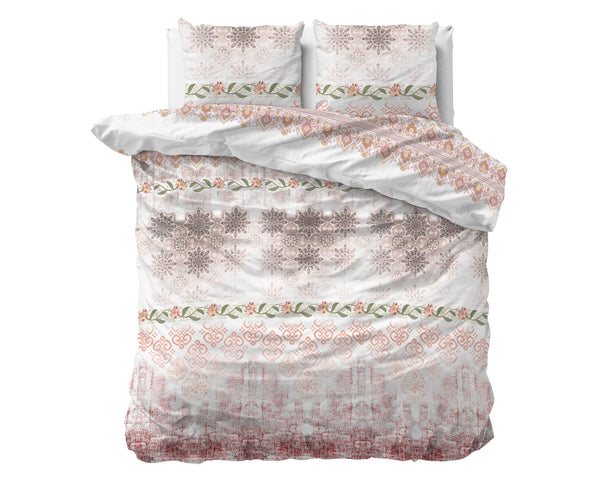 Vaaleanpunainen mikroperkaali / puuvilla pussilakanasetti Andrea