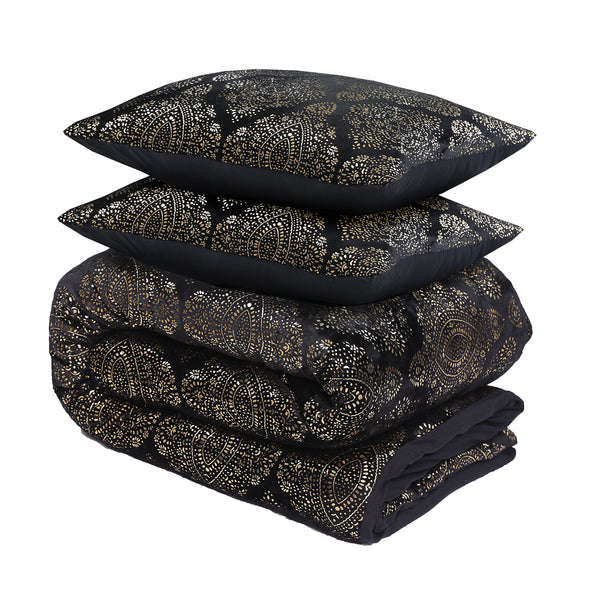 Pussilakanasetti Glamour Flanel Art Foil Musta