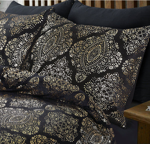 Pussilakanasetti Glamour Flanel Art Foil Musta