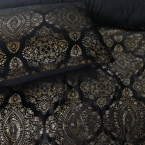 Pussilakanasetti Glamour Flanel Art Foil Musta