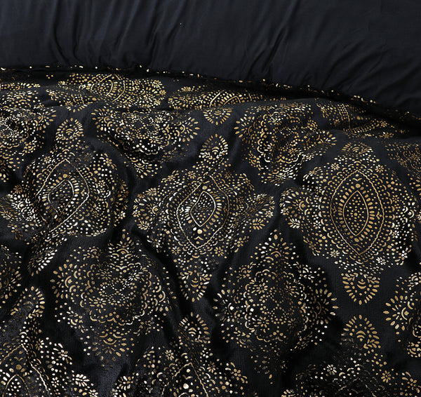 Pussilakanasetti Glamour Flanel Art Foil Musta
