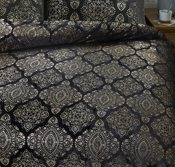 Pussilakanasetti Glamour Flanel Art Foil Musta