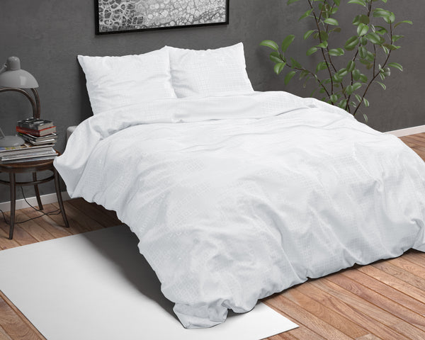 Valkoinen mikroperkaali pussilakanasetti Axel