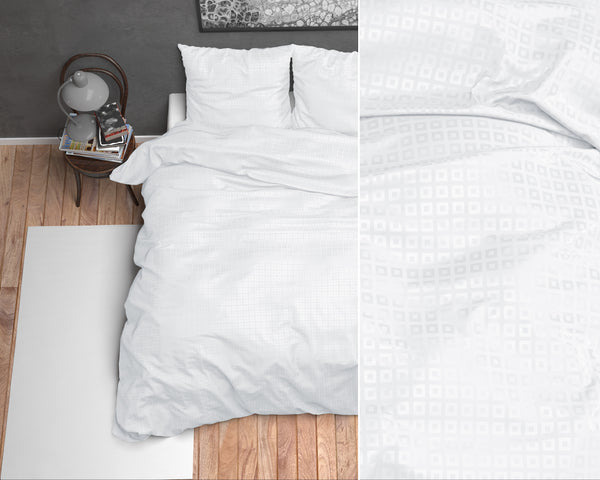 Valkoinen mikroperkaali pussilakanasetti Axel