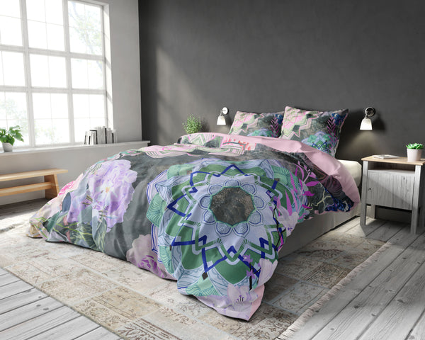 Monivärinen mikroperkaali / puuvilla pussilakanasetti Ayse