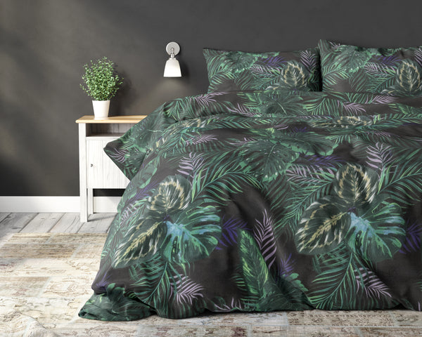 Musta mikroperkaali / puuvilla pussilakanasetti Berdo