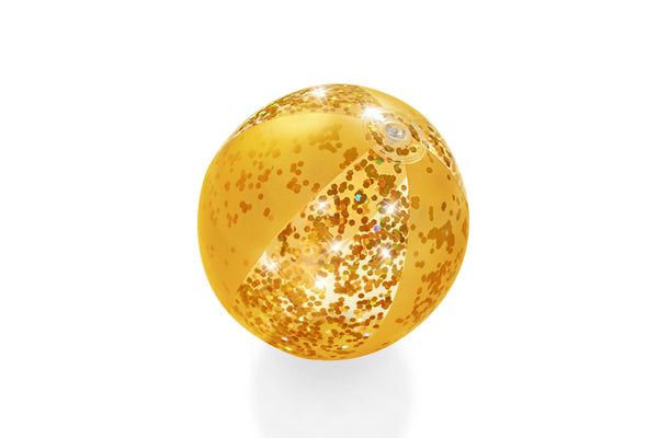 Kullanvärisellä glitterillä koristeltu 41cm halkaisijaltaan oleva Bestway-rantapallo.