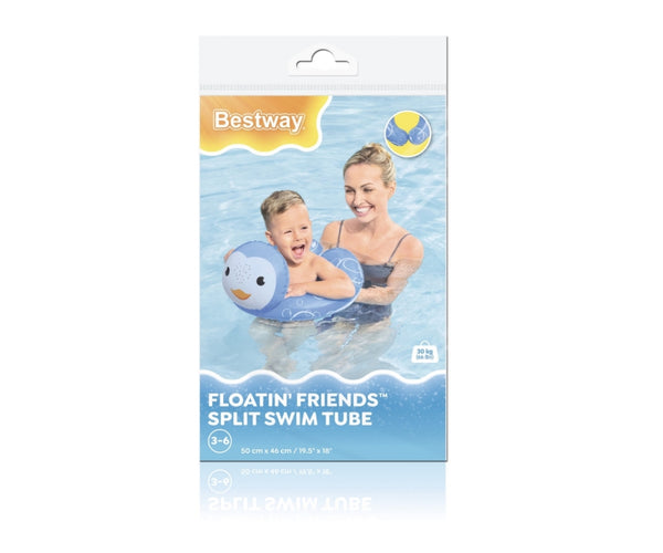 Bestway 36405 -pingviini kylpyallas lelu lapsille. Pingviinin mitat ovat 50cm x 46cm.