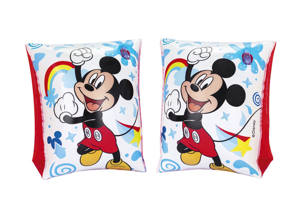 Sinisillä ja punaisilla väreillä koristeltu Bestway 91002 Disney uimarenkaat, jossa on Mickey ja ystävät -teema. Uimarengas on kooltaan 23cm x 15cm.