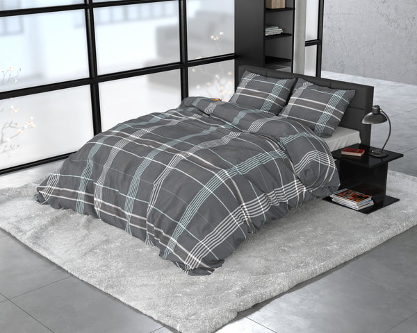 Harmaa puuvillasatiini pussilakanasetti Bruce