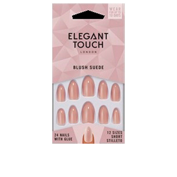 Core colour kynnet liimalla, lyhyt stiletto #blush suede, 24 kpl - ELEGANT TOUCH