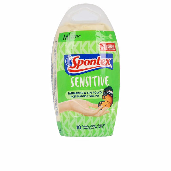 Latex sensitive samettiset jauheettomat käsineet koko m, 10 kpl - SPONTEX