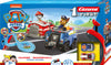 Paw Patrol -teemainen Carrera First -autorata, jossa kuvassa näkyvä radan osa ja autot.