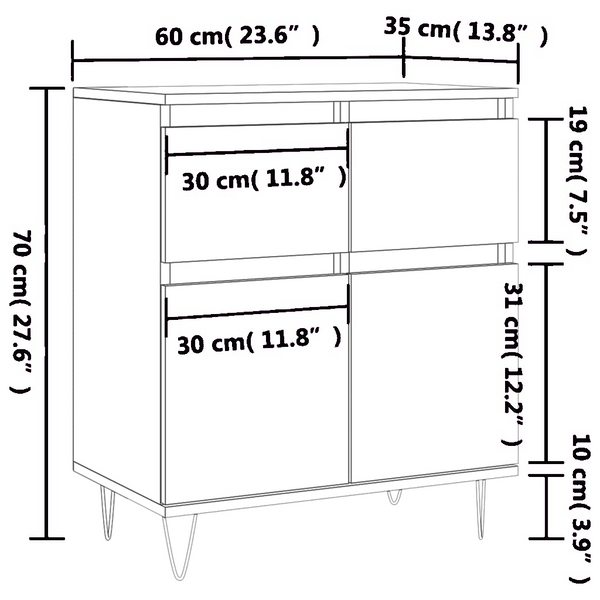 Betoninharmaa senkki Eceterina 60x35x70cm (puinen)