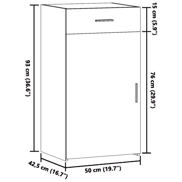 Betoninharmaa senkki Arsin 50x42,5x93cm (puinen)