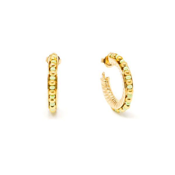 Ethiopia Green 3Cm Earrings #Gold Glitter 1 U