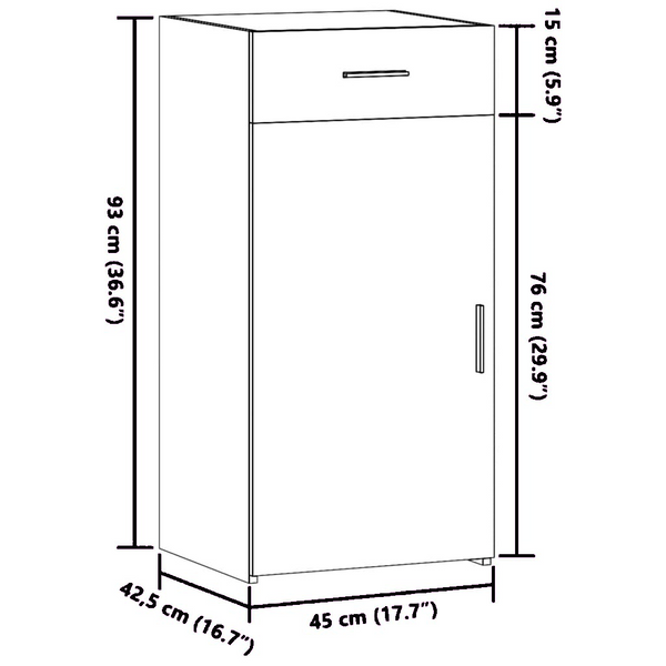 Betoninharmaa senkki Ertogan 45x42,5x93cm (puinen)