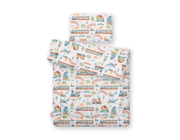 Vaauvan Peitto Ja Tyyny - Newborn - 75X100cm - Turquoise train
