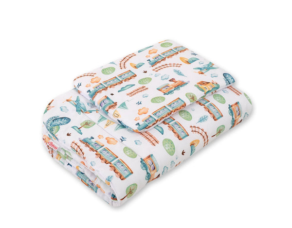 Vaauvan Peitto Ja Tyyny - Newborn - 75X100cm - Turquoise train