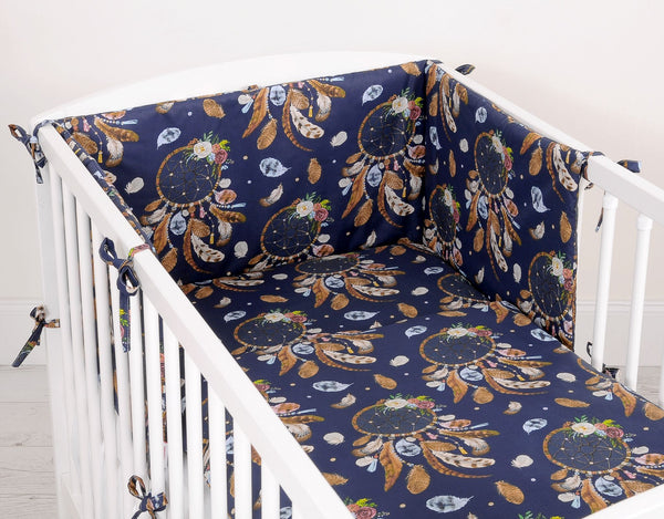 Pussilakanasetti Vauvalle - 120X90cm - Dream Catchers Dark Blue