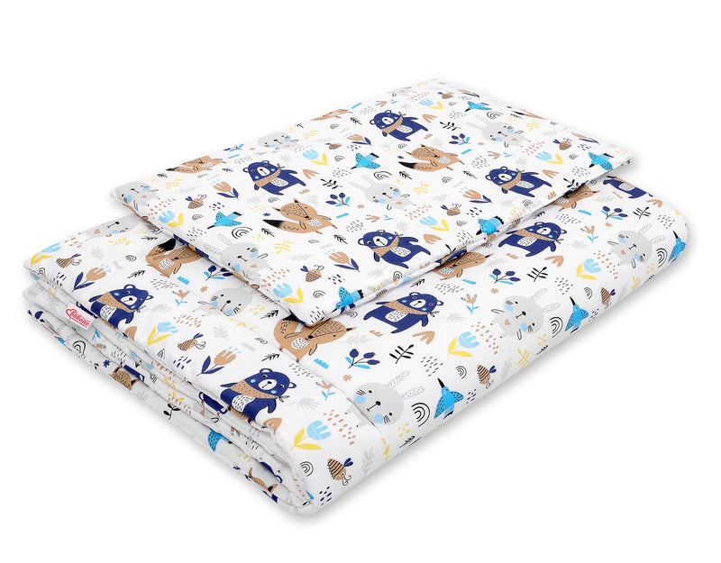Peitto ja tyyny vauvalle 135x100 cm - navy blue teddy bears