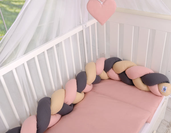 Sängyn letti reunapehmuste - Antrasiitti - Vaaleanpunainen