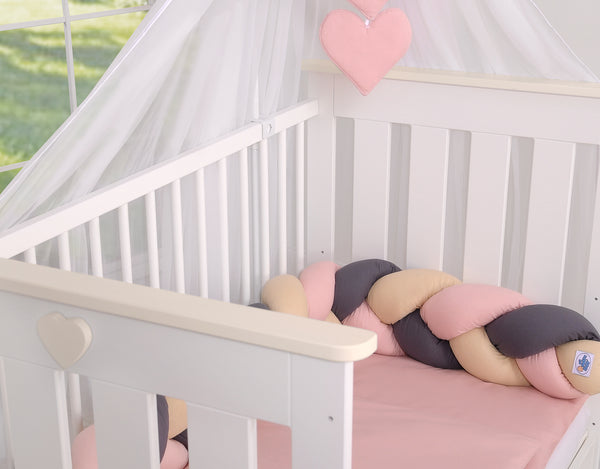 Sängyn letti reunapehmuste - Antrasiitti - Vaaleanpunainen