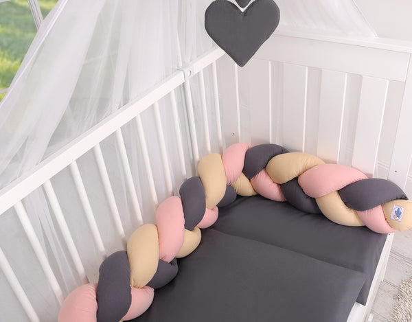 Sängyn letti reunapehmuste - Antrasiitti - Vaaleanpunainen