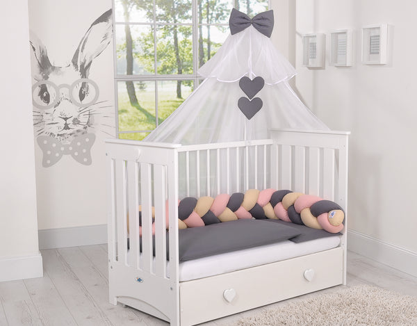 Sängyn letti reunapehmuste - Antrasiitti - Vaaleanpunainen