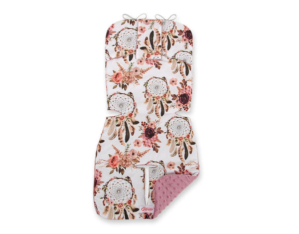 Istuinpehmuste Lastenvaunuun - Pastellinpinkki - Flower Dream Catchers/Pastel Pink