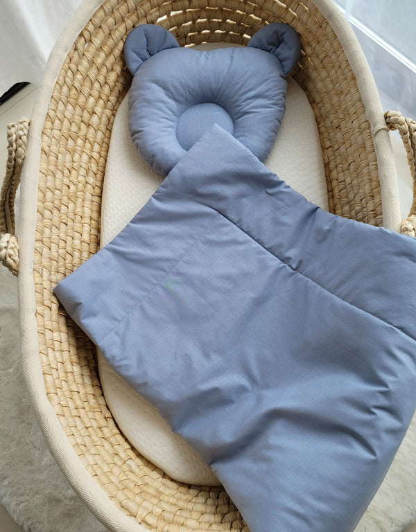 Moseskorin Peito Ja Tyyny - Teddy Bear - Pastel Blue