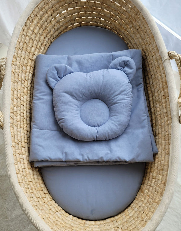 Moseskorin Peito Ja Tyyny - Teddy Bear - Pastel Blue