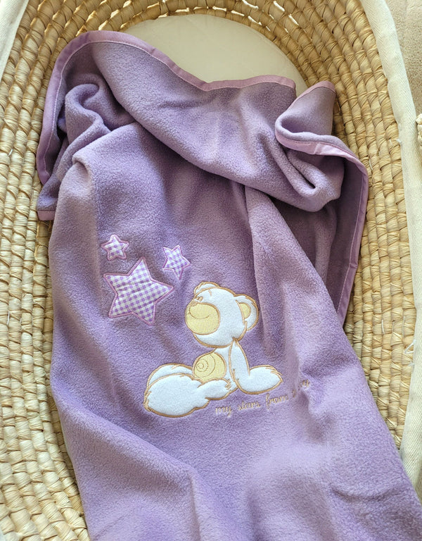 Vauvan Fleecepeitto - Teddy Bear With Stars Lila