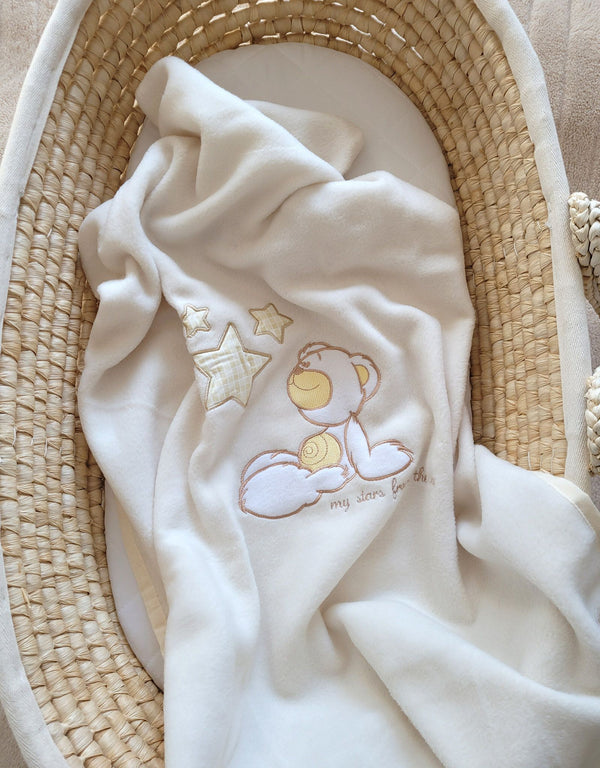 Vauvan Fleecepeitto - Teddy Bear With Stars Creme