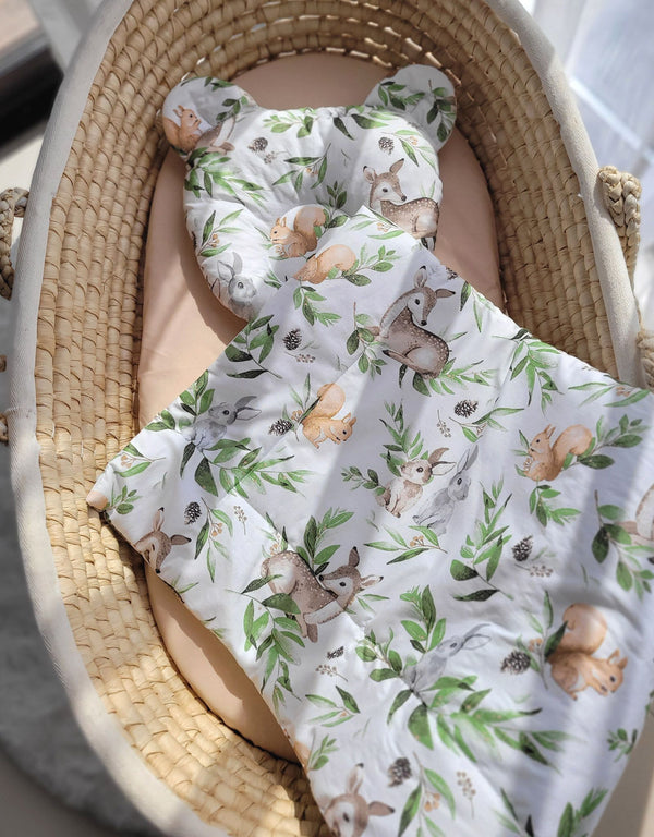 Vauvan Peitto Ja Tyyny - Puuvilla - Teddy Bear - Woodland Green