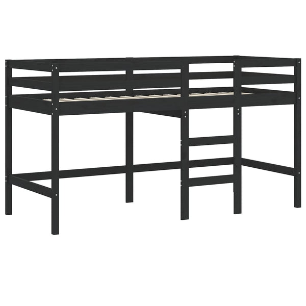 Lasten parvisänky tikkailla musta 90x190 cm täysi mänty