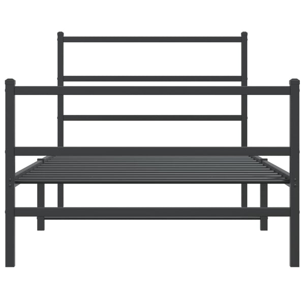 Metallinen sängynrunko päädyillä musta 100x190 cm