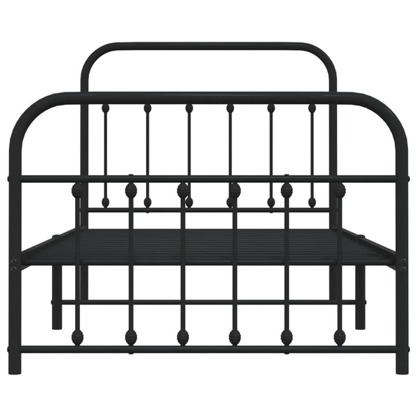 Metallinen sängynrunko päädyillä musta 100x190 cm