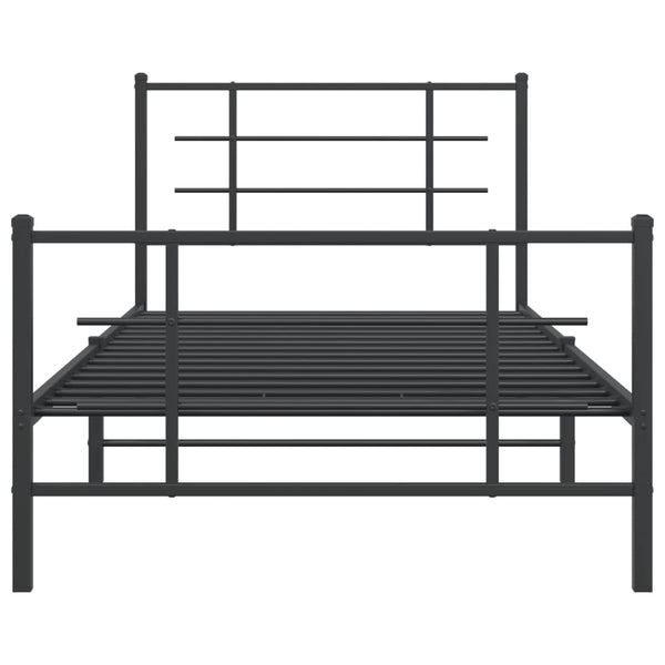 Metallinen sängynrunko päädyillä musta 107x203 cm