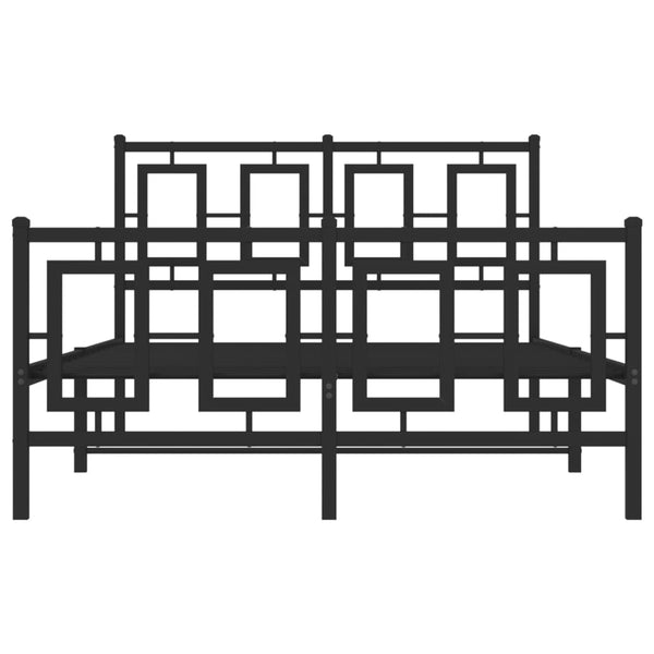 Metallinen sängynrunko päädyillä musta 120x190 cm